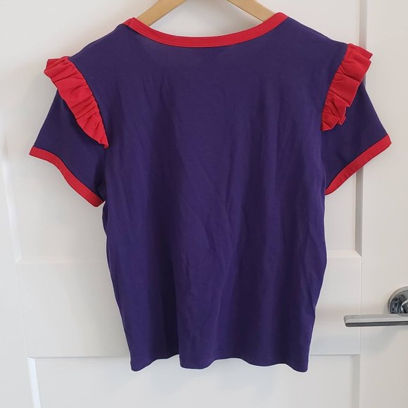 Monki Ruffle Ringer Tshirt - Picture 4 of 4